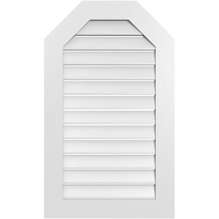 Ekena Millwork Octagonal Top Surface Mount PVC Gable Vent: Functional, w/ 3-1/2"W x 1"P Standard Frame, 24"W x 40"H GVPOT24X4001SF